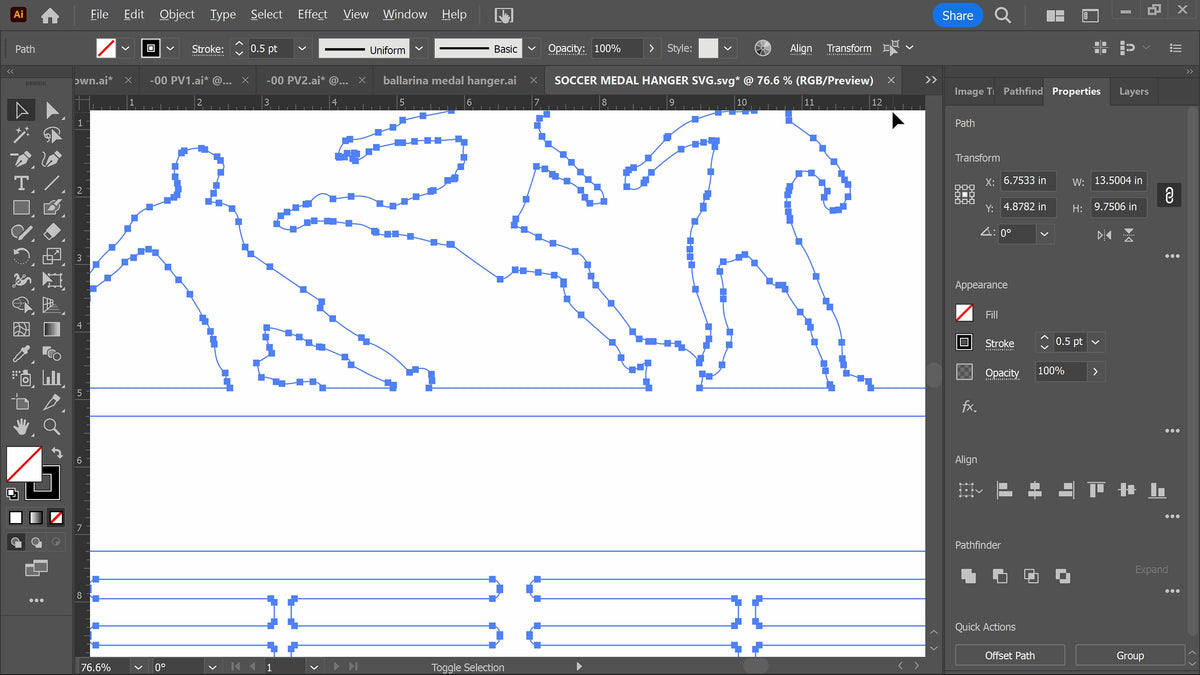 Soccer Medal Hanger vector paths in design software (photo 7)