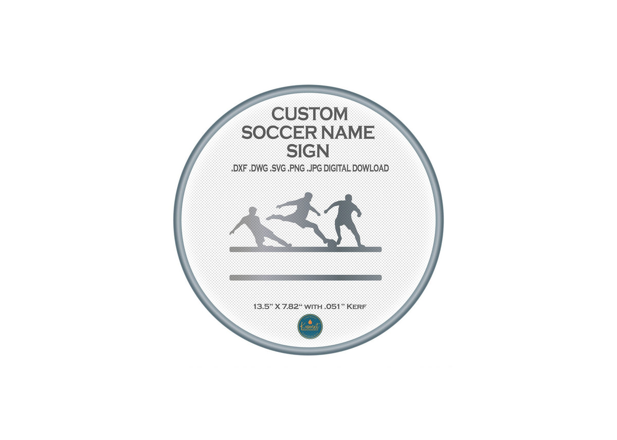 Soccer Name Sign DXF/SVG design preview with file details