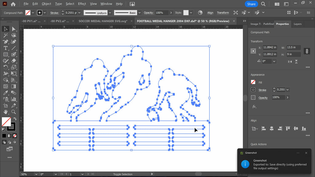 Football Medal Hanger, Action Players vector paths in design software (photo 5)