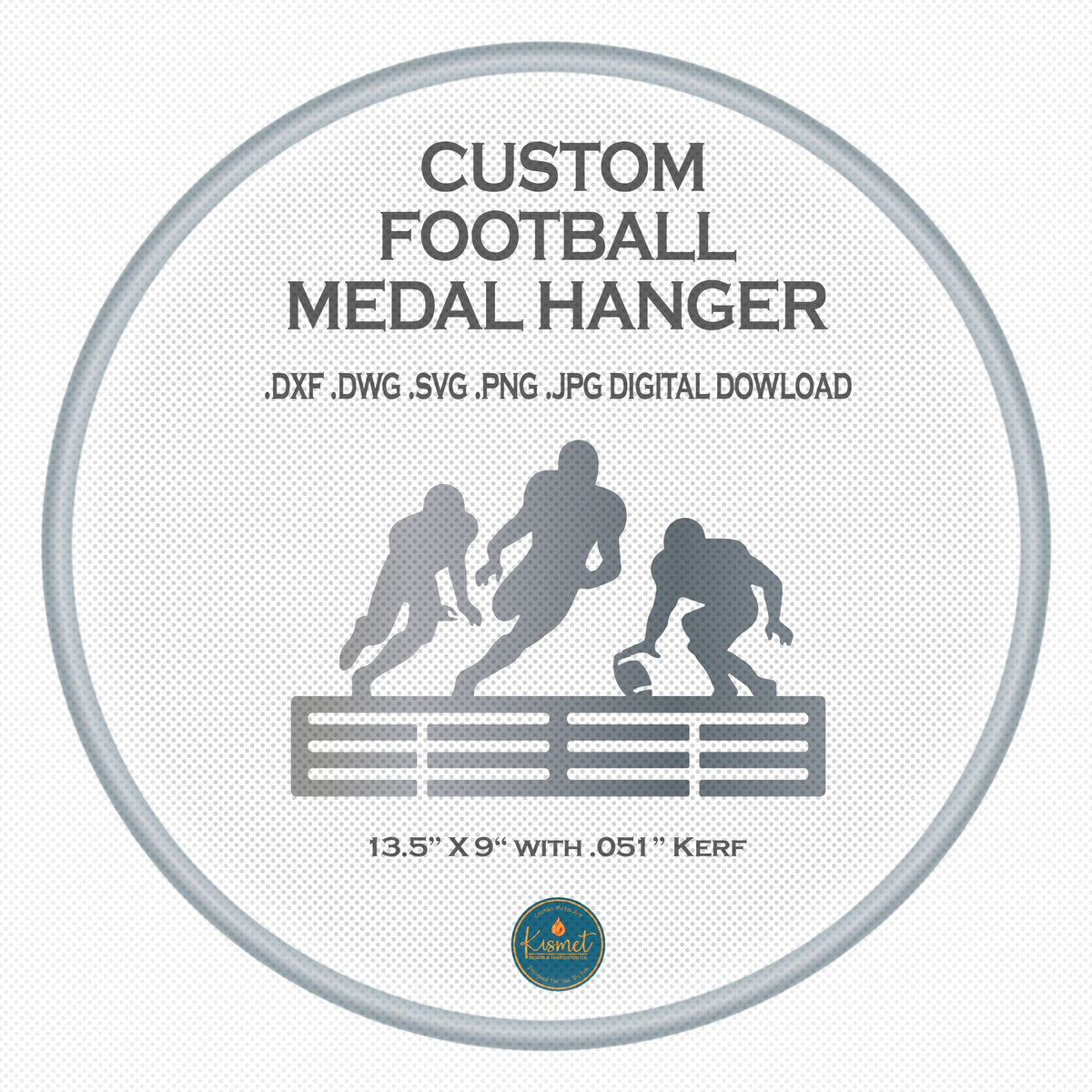Football Medal Hanger, Action Players DXF/SVG design preview with file details (photo 3)