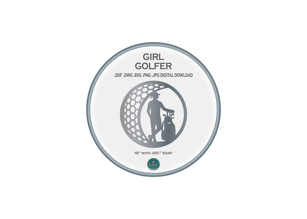 Girl Golfer Sign DXF/SVG design preview with file details