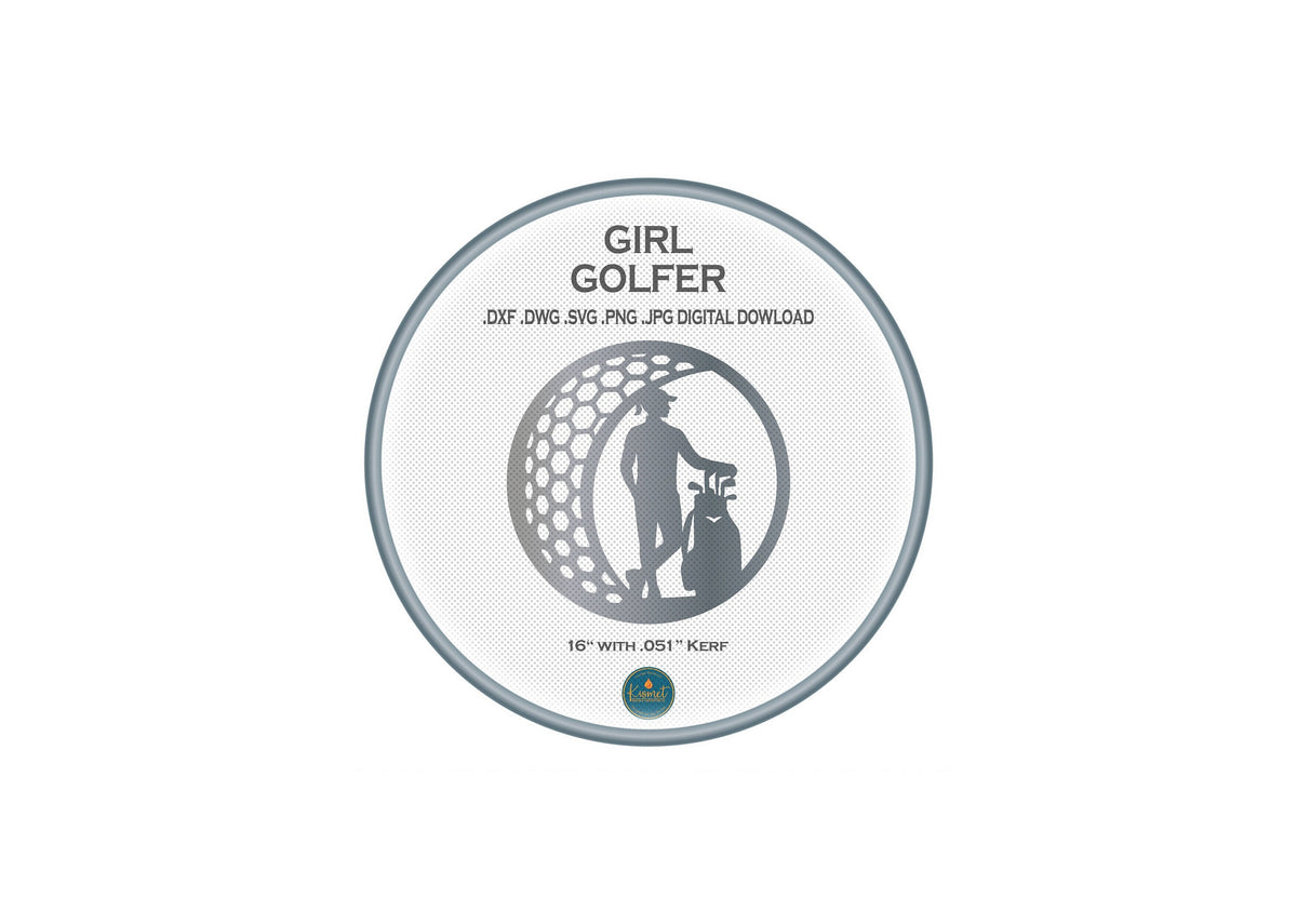 Girl Golfer Sign DXF/SVG design preview with file details