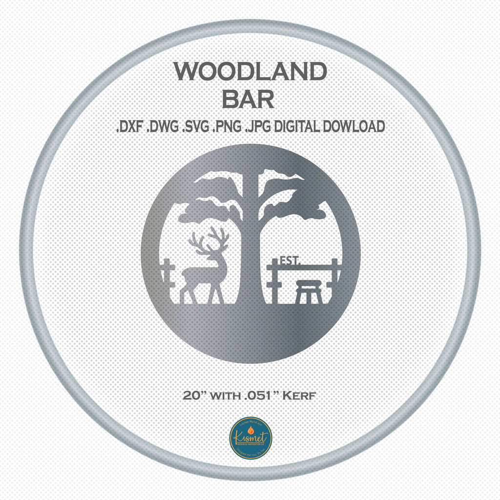 Personalized Deer Tavern Round Bar Sign DXF/SVG design preview with file details