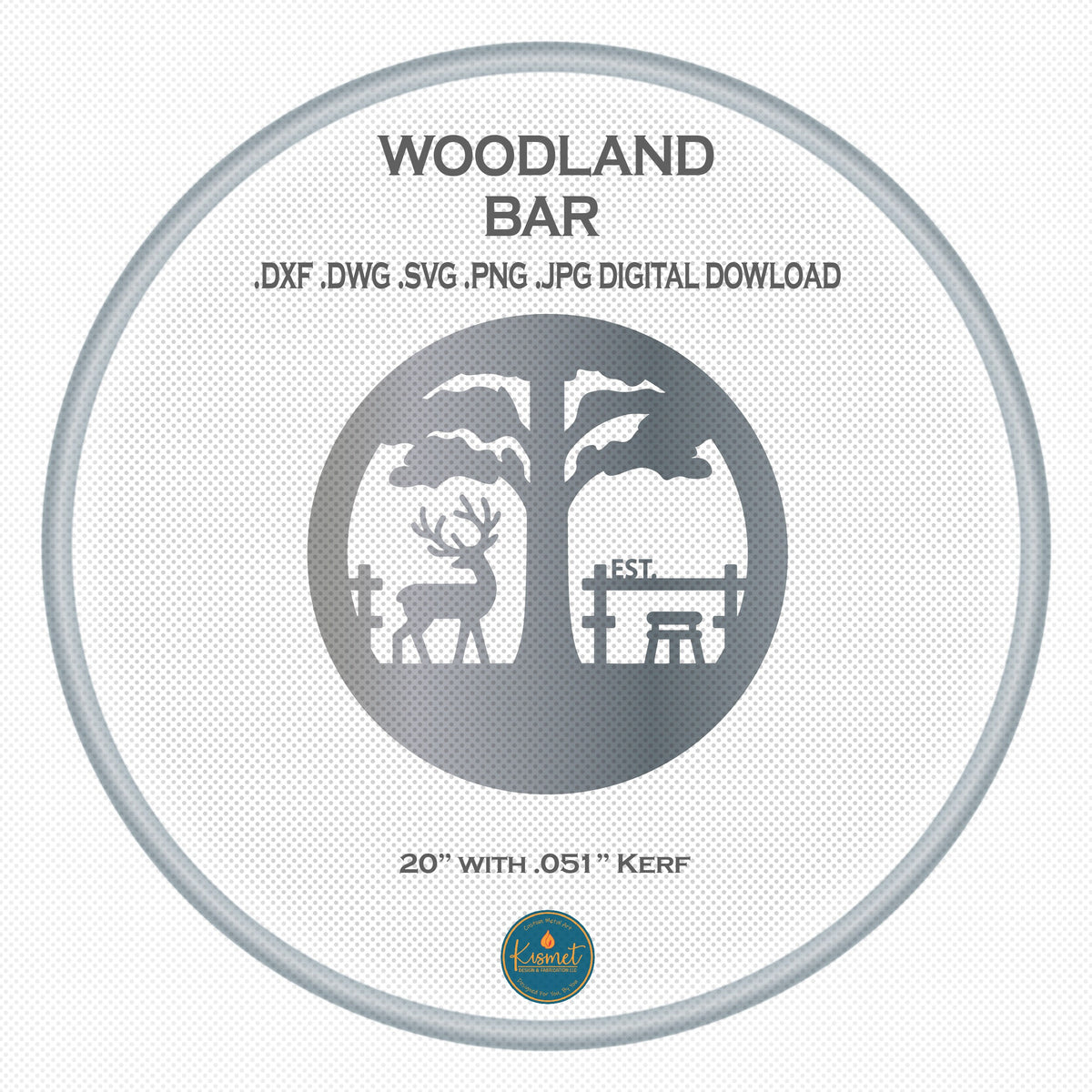 Personalized Deer Tavern Round Bar Sign DXF/SVG design preview with file details