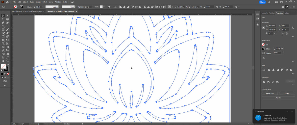 Lotus Flower vector paths in design software (photo 8)