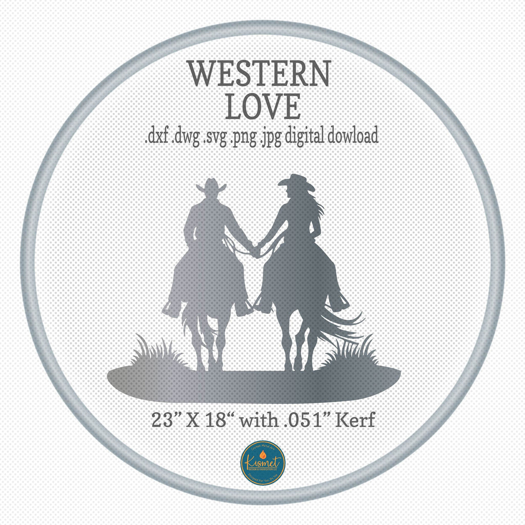 Cowboy Cowgirl Holding Hands Name Sign DXF/SVG design preview with file details (photo 4)