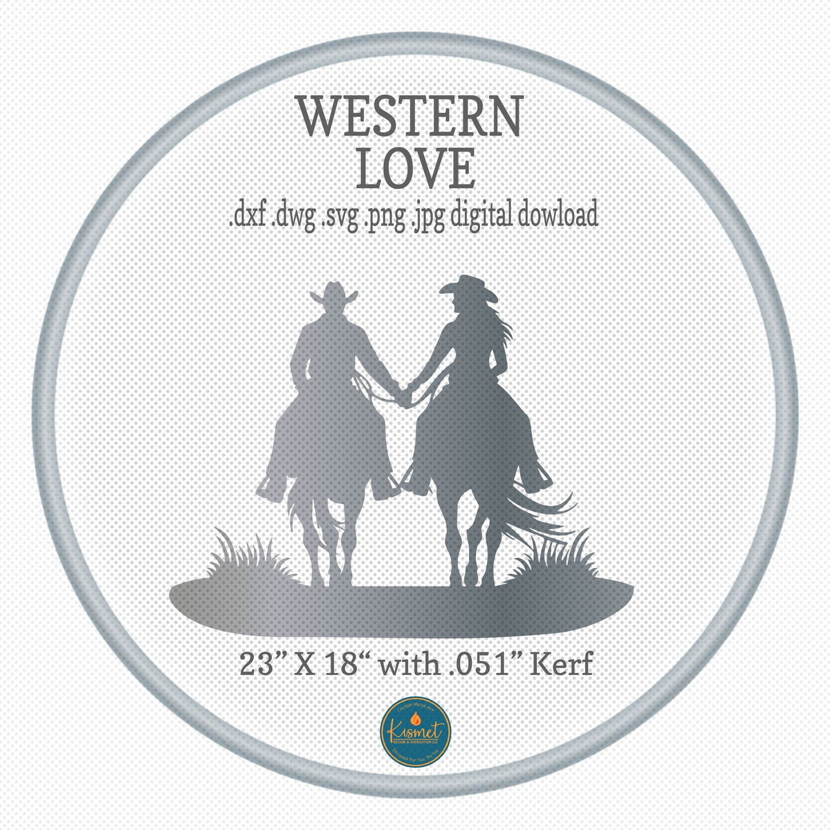 Cowboy Cowgirl Holding Hands Name Sign DXF/SVG design preview with file details (photo 4)