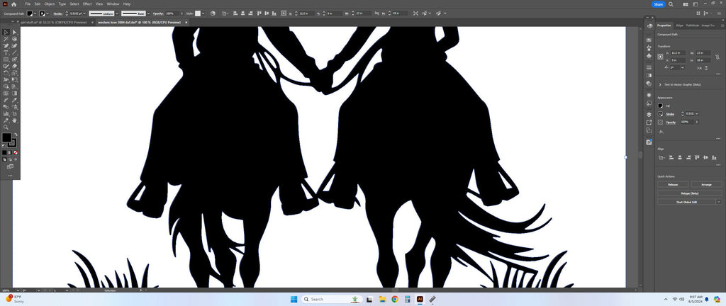 Cowboy Cowgirl Holding Hands Name Sign vector paths in design software (photo 7)
