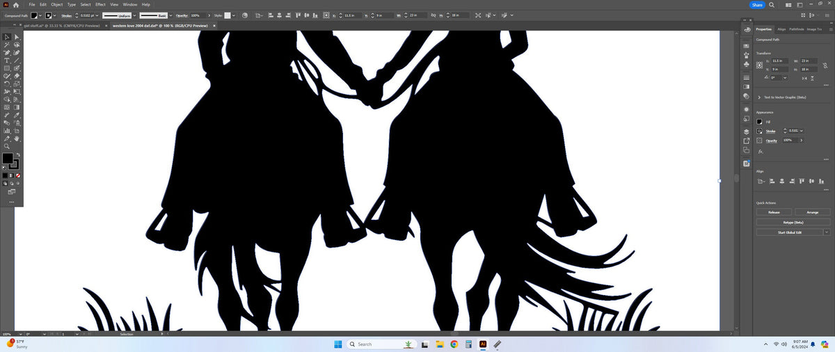 Cowboy Cowgirl Holding Hands Name Sign vector paths in design software (photo 7)