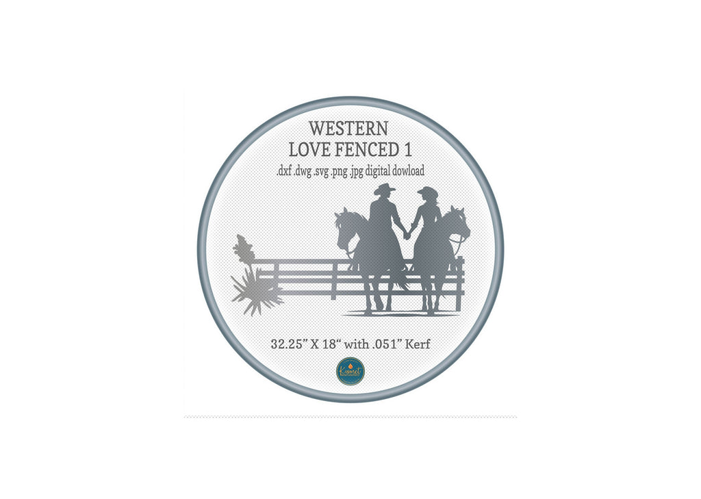 Cowboy Cowgirl Rail Fence Sign DXF/SVG design preview with file details