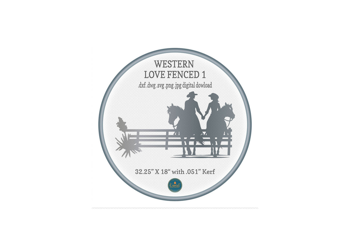 Cowboy Cowgirl Rail Fence Sign DXF/SVG design preview with file details