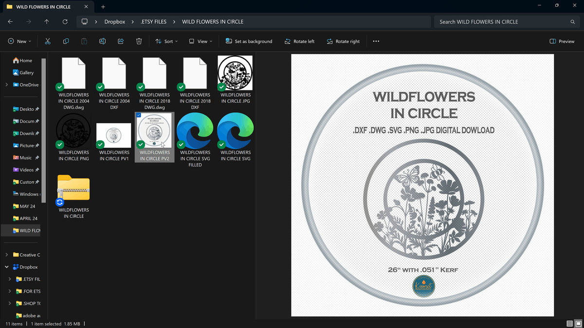 Wildflower Circle Sign, Blank Ring vector paths in design software
