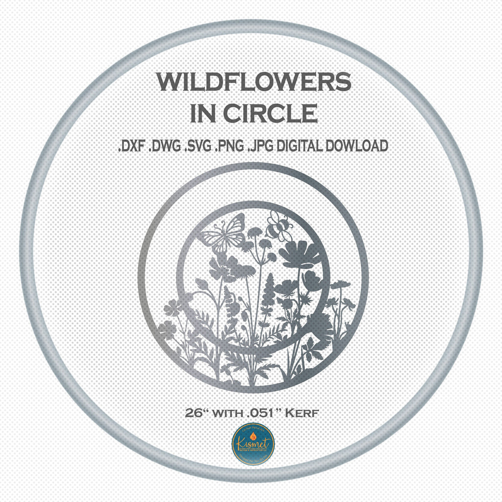 Wildflower Circle Sign, Blank Ring DXF/SVG design preview with file details (photo 4)
