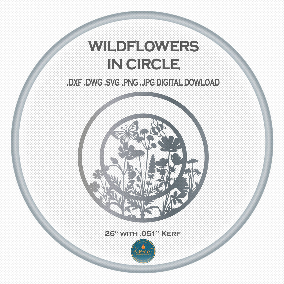 Wildflower Circle Sign, Blank Ring DXF/SVG design preview with file details (photo 4)
