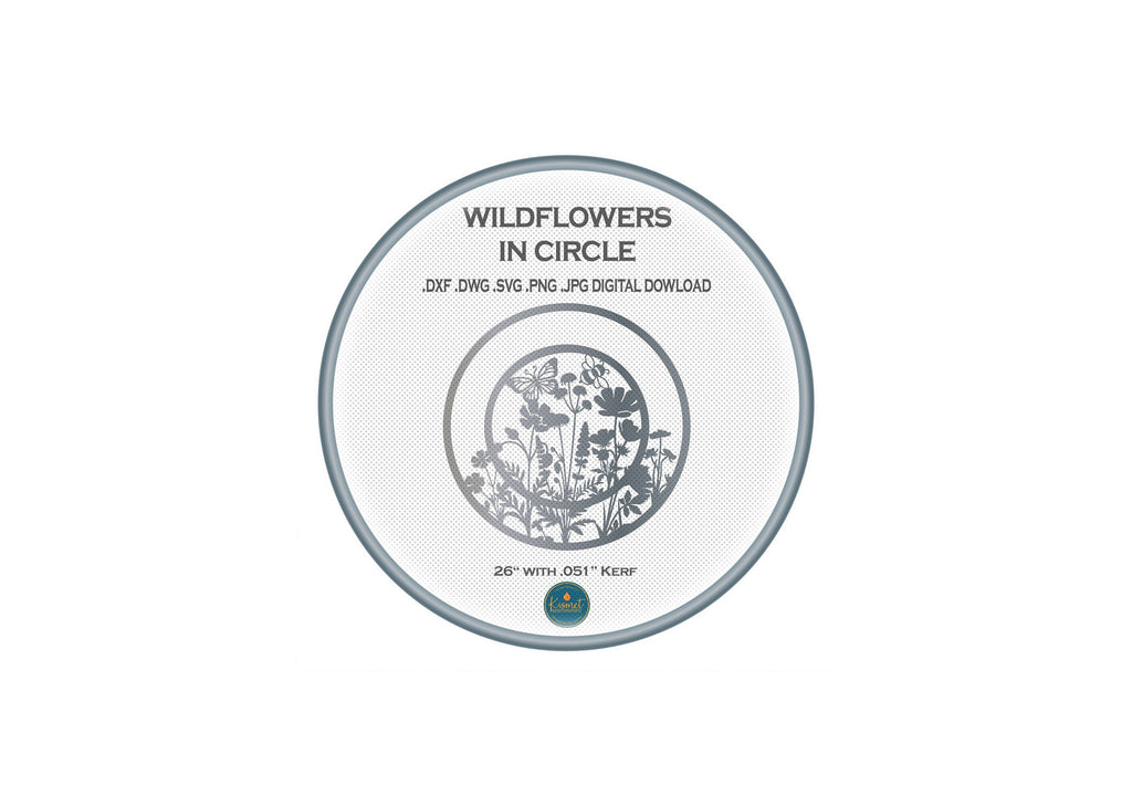 Wildflower Circle Sign, Blank Ring DXF/SVG design preview with file details