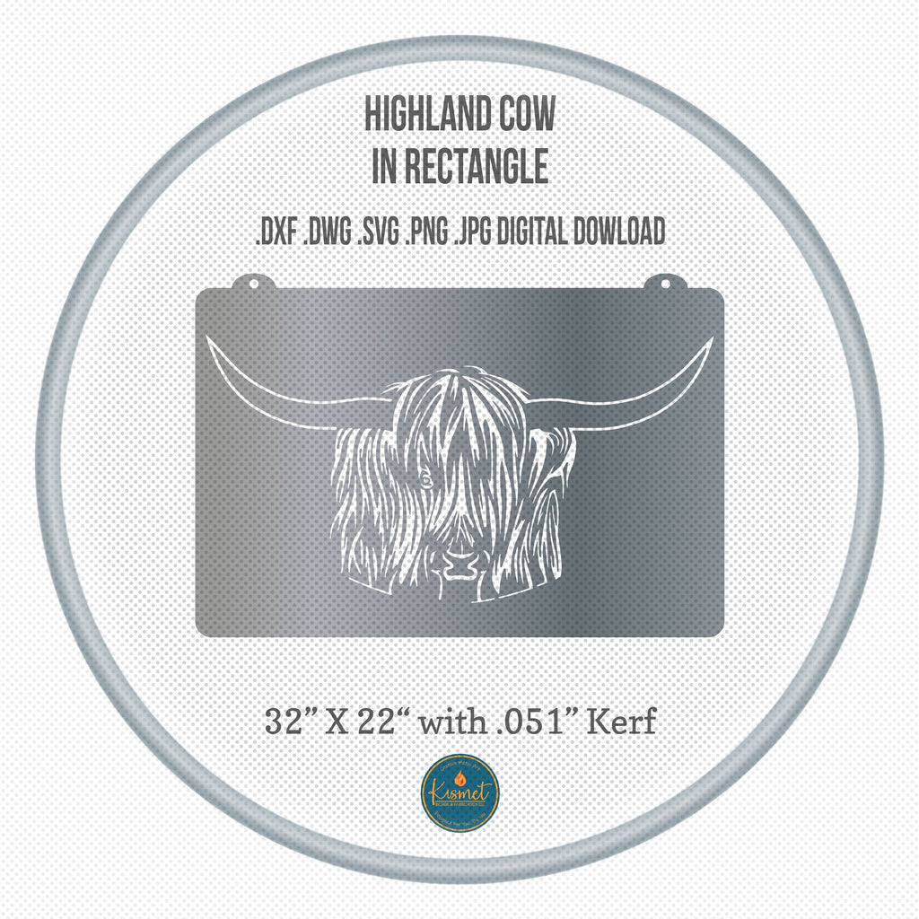 Highland Cow Rectangle Panel DXF/SVG design preview with file details (photo 8)