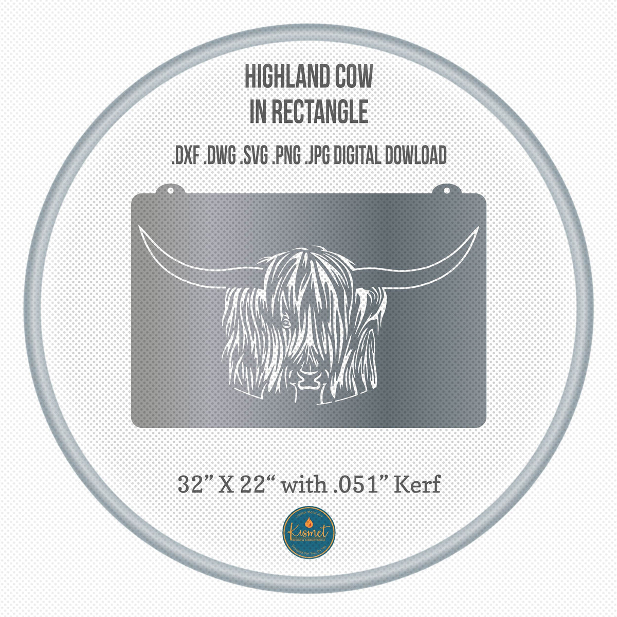 Highland Cow Rectangle Panel DXF/SVG design preview with file details (photo 8)