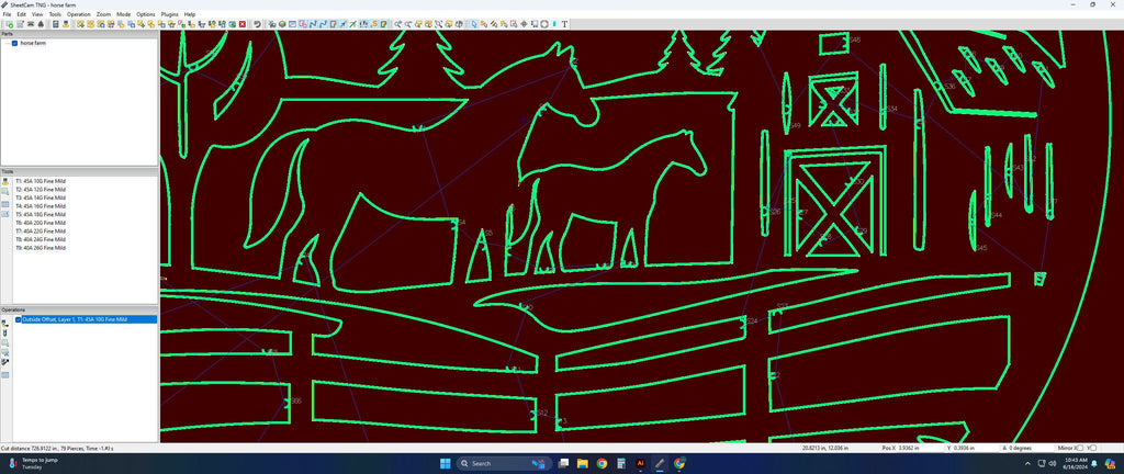 Horse Farm Pasture Scene vector paths in design software (photo 8)
