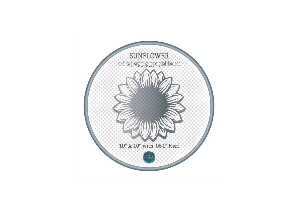 Sunflower Bloom DXF/SVG design preview with file details