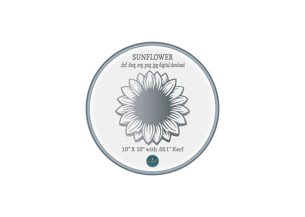 Sunflower Bloom DXF/SVG design preview with file details