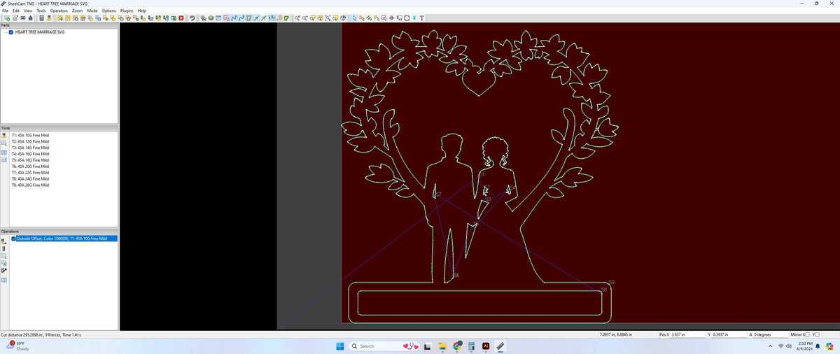 Wedding Couple Tree Sign vector paths in design software (photo 6)