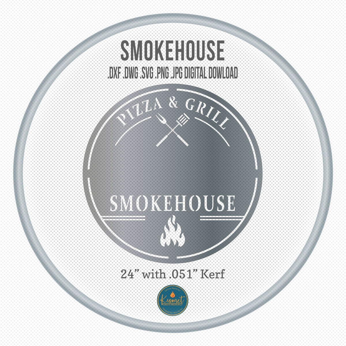 Smokehouse Pizza and Grill Round Sign DXF/SVG design preview with file details (photo 3)