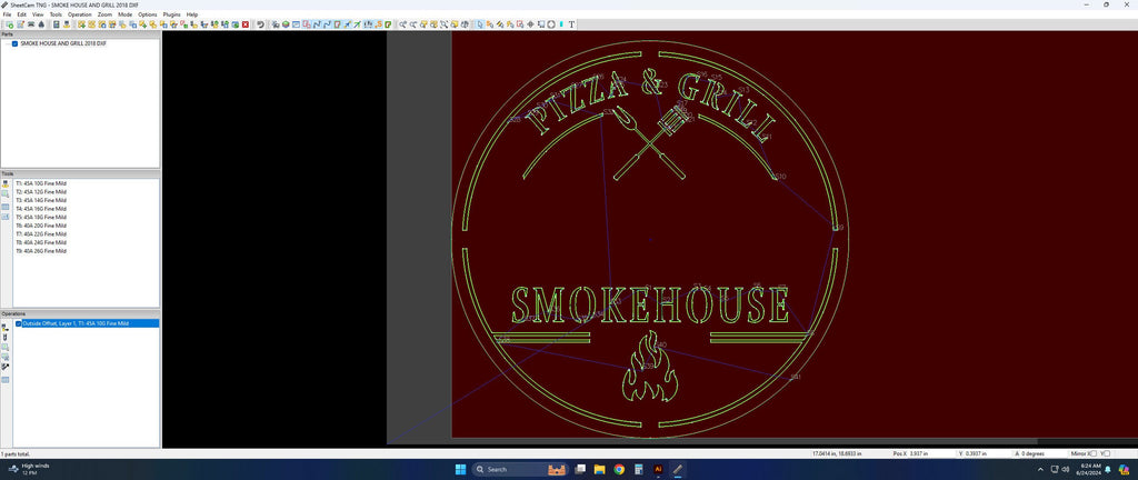 Smokehouse Pizza and Grill Round Sign vector paths in design software (photo 5)