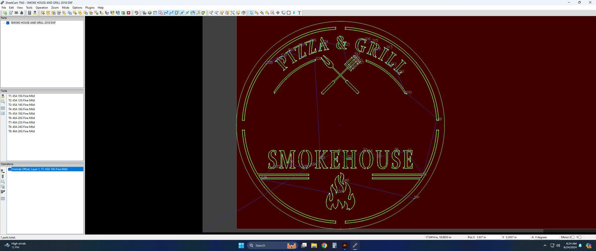Smokehouse Pizza and Grill Round Sign vector paths in design software (photo 5)