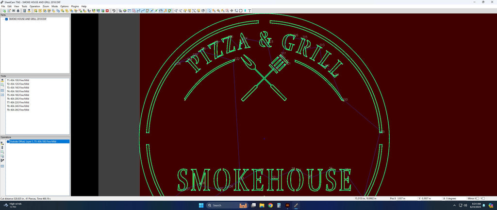 Smokehouse Pizza and Grill Round Sign vector paths in design software (photo 7)