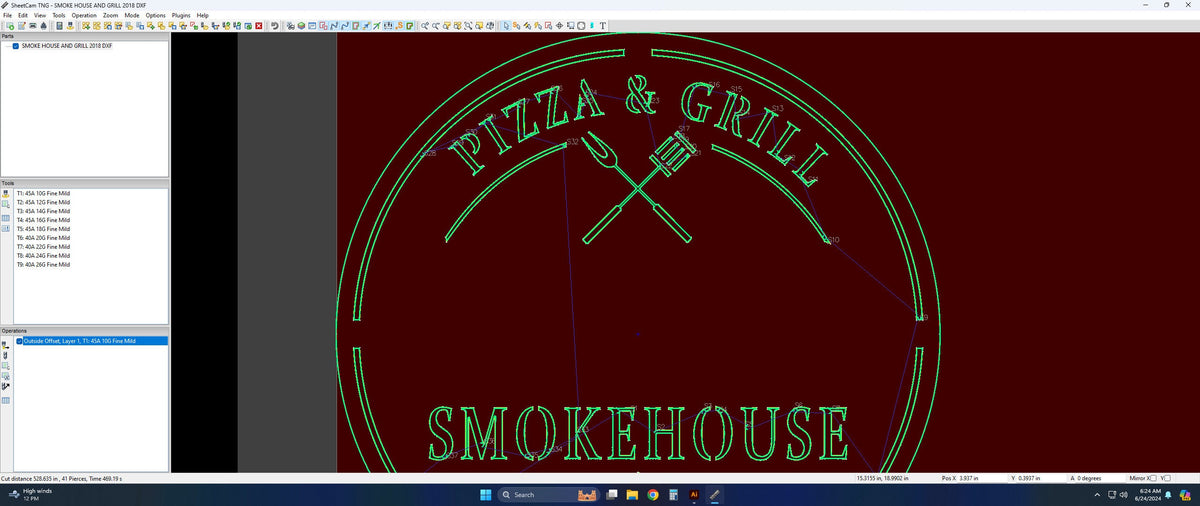 Smokehouse Pizza and Grill Round Sign vector paths in design software (photo 7)