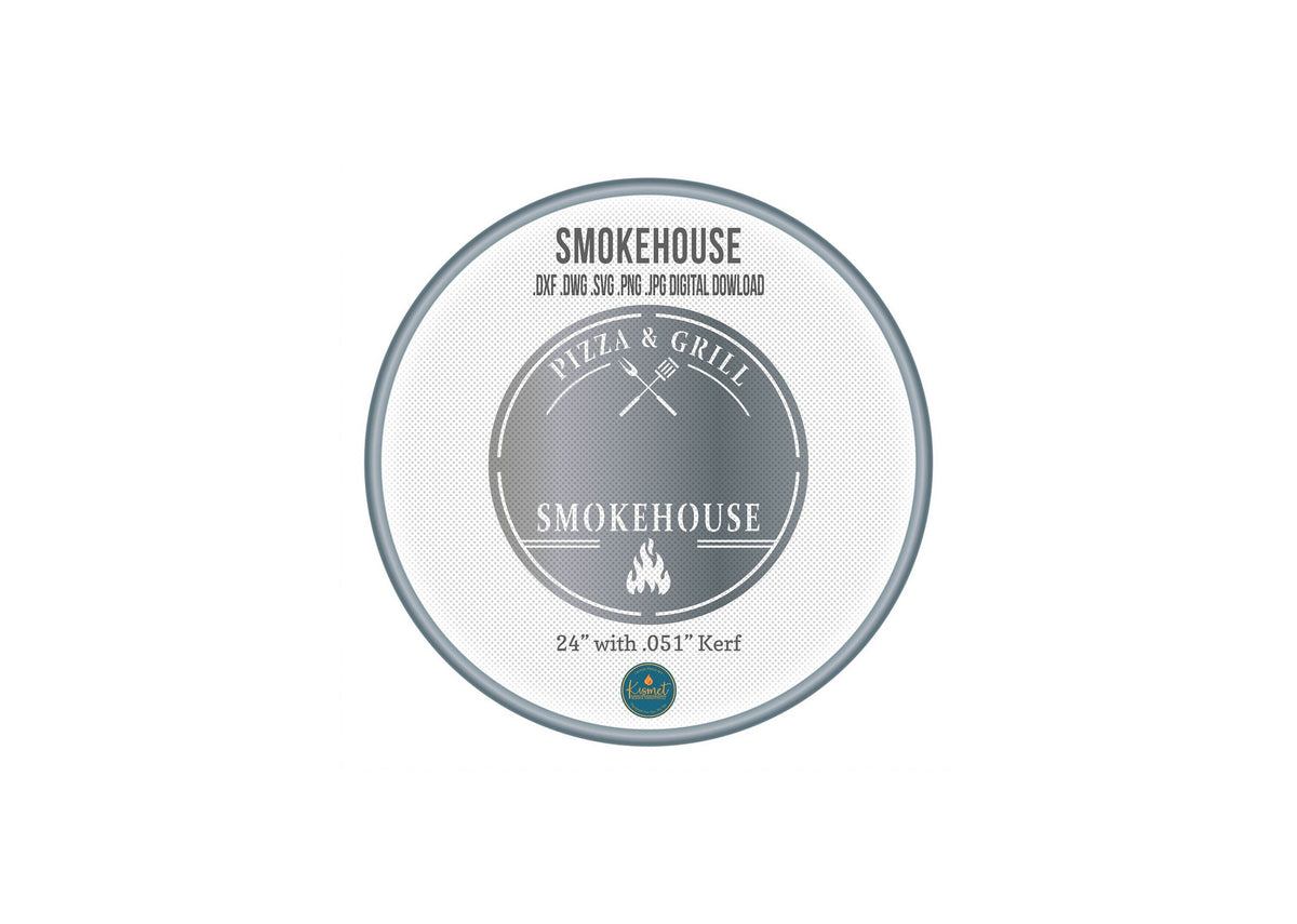 Smokehouse Pizza and Grill Round Sign DXF/SVG design preview with file details