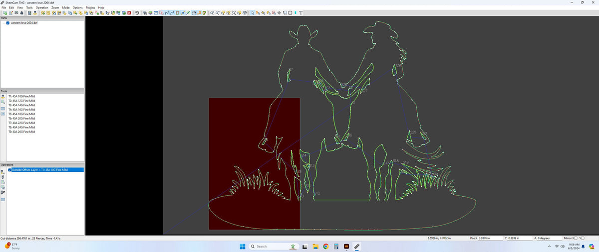 Cowboy Cowgirl Holding Hands Name Sign vector paths in design software (photo 6)