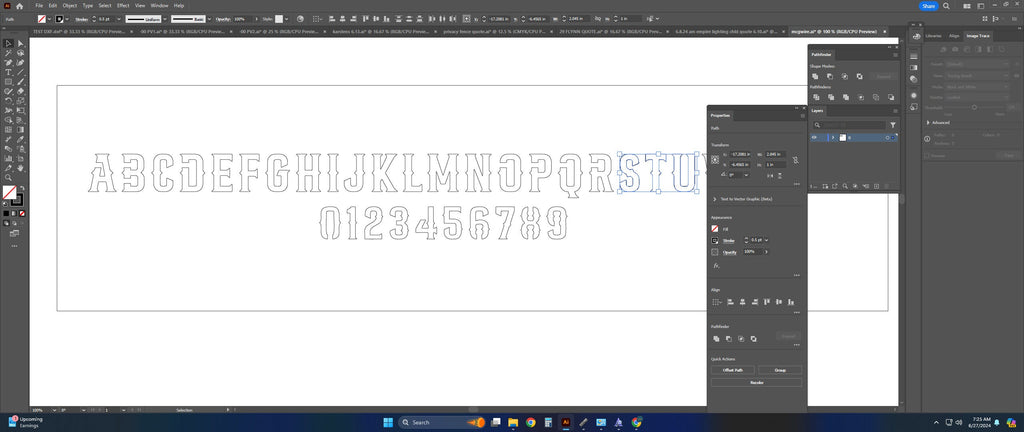 Western Bridged Stencil Font vector paths in design software (photo 5)