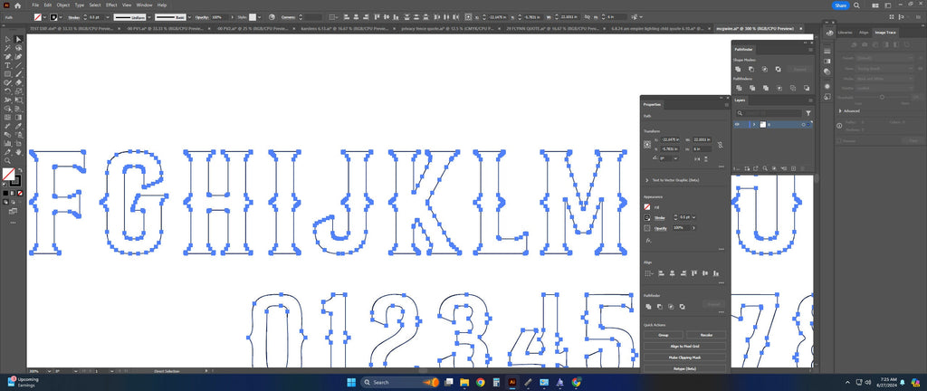 Western Bridged Stencil Font vector paths in design software (photo 9)