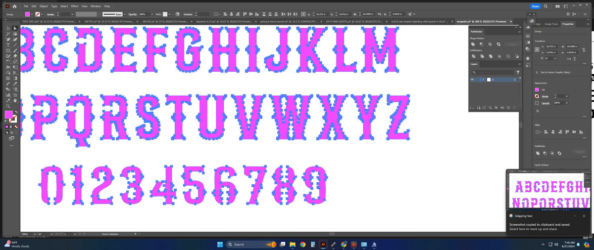 Western Bridged Stencil Font vector paths in design software (photo 10)
