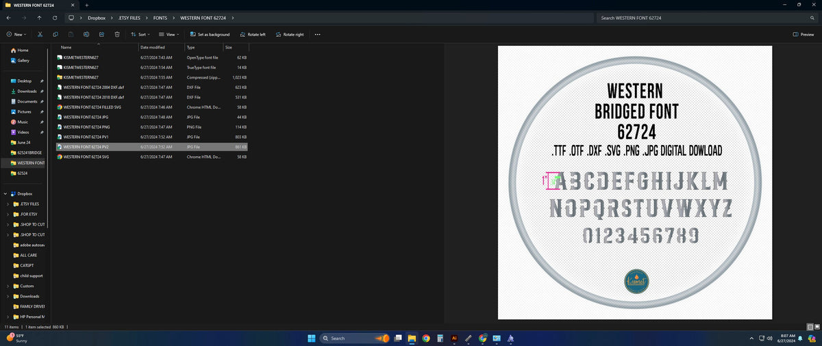 Western Bridged Stencil Font vector paths in design software