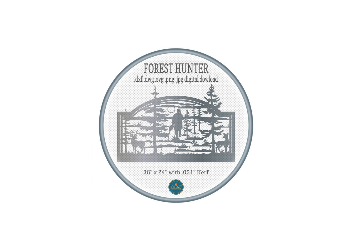 Forest Hunter and Deer Sign DXF/SVG design preview with file details