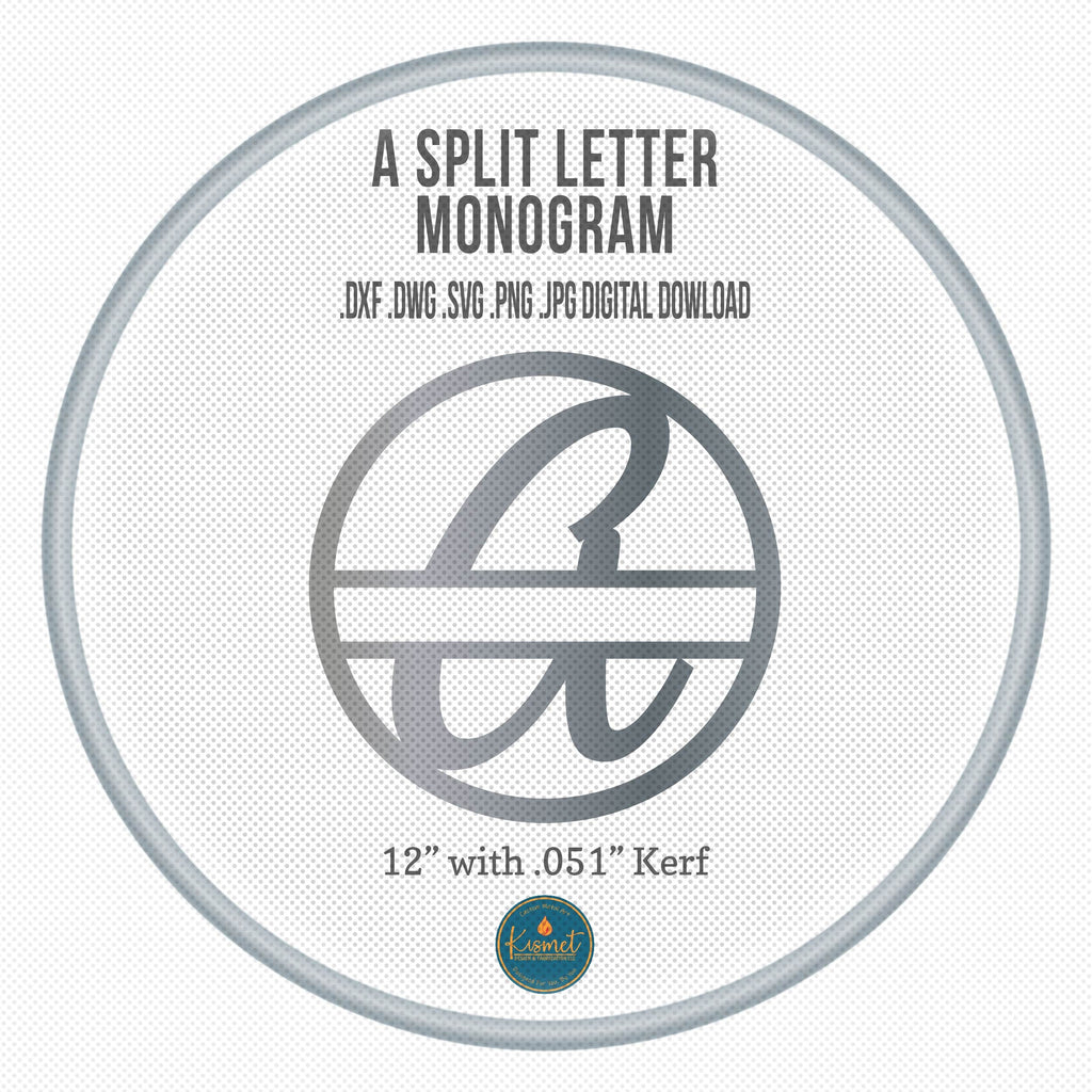 Split Letter A Script Monogram DXF/SVG design preview with file details (photo 2)