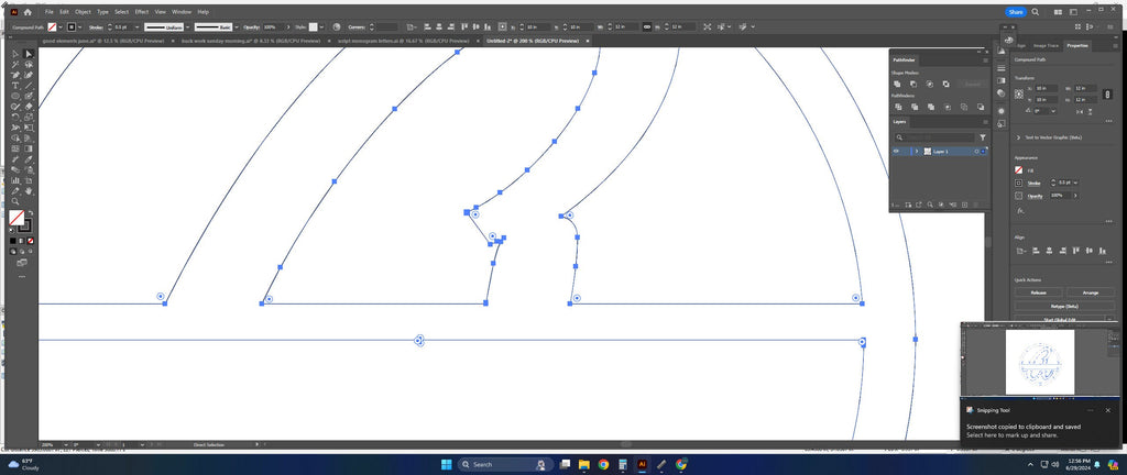 Split Letter A Script Monogram vector paths in design software (photo 4)