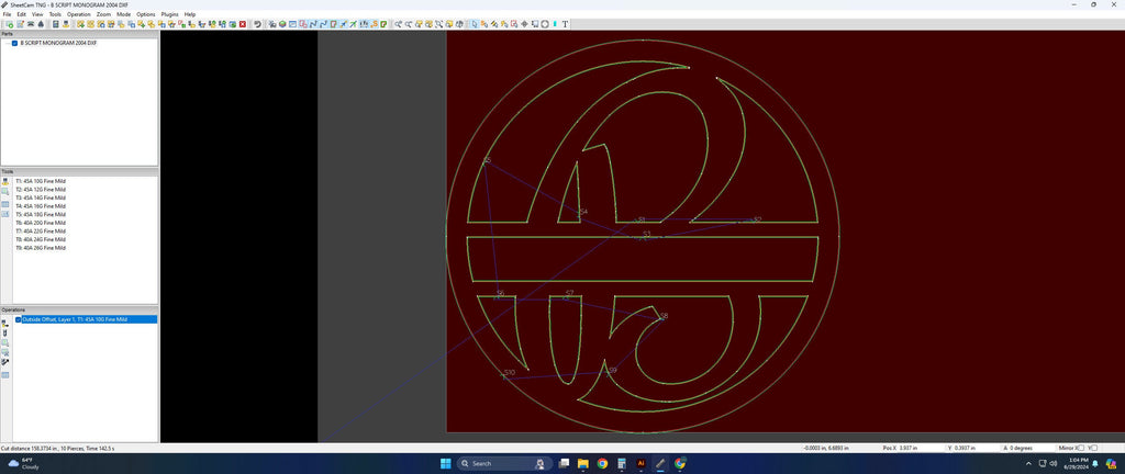 Split Letter B Script Monogram vector paths in design software (photo 4)