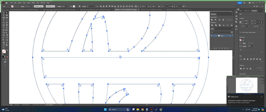 Split Letter B Script Monogram vector paths in design software (photo 7)