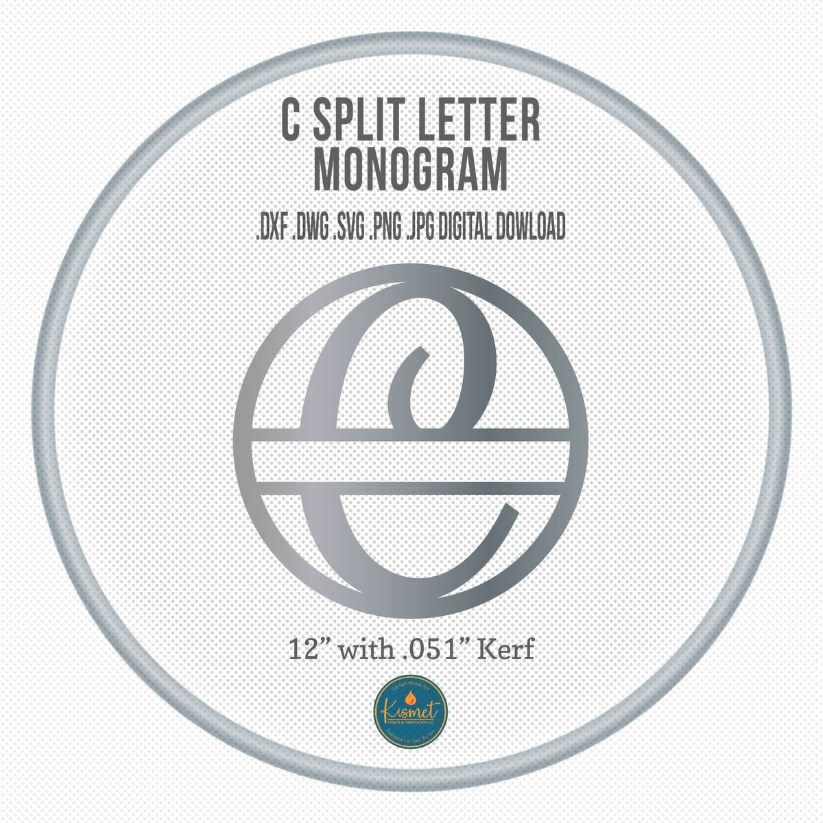 Split Letter C Script Monogram DXF/SVG design preview with file details (photo 3)