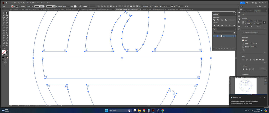 Split Letter C Script Monogram vector paths in design software (photo 6)