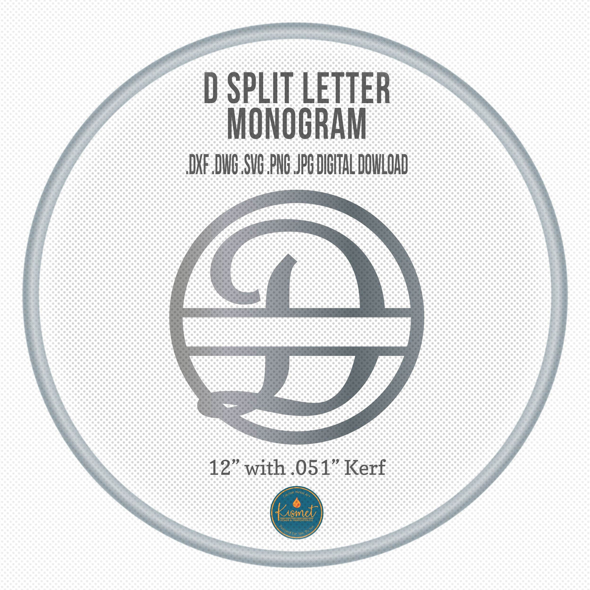 Split Letter D Script Monogram DXF/SVG design preview with file details (photo 3)