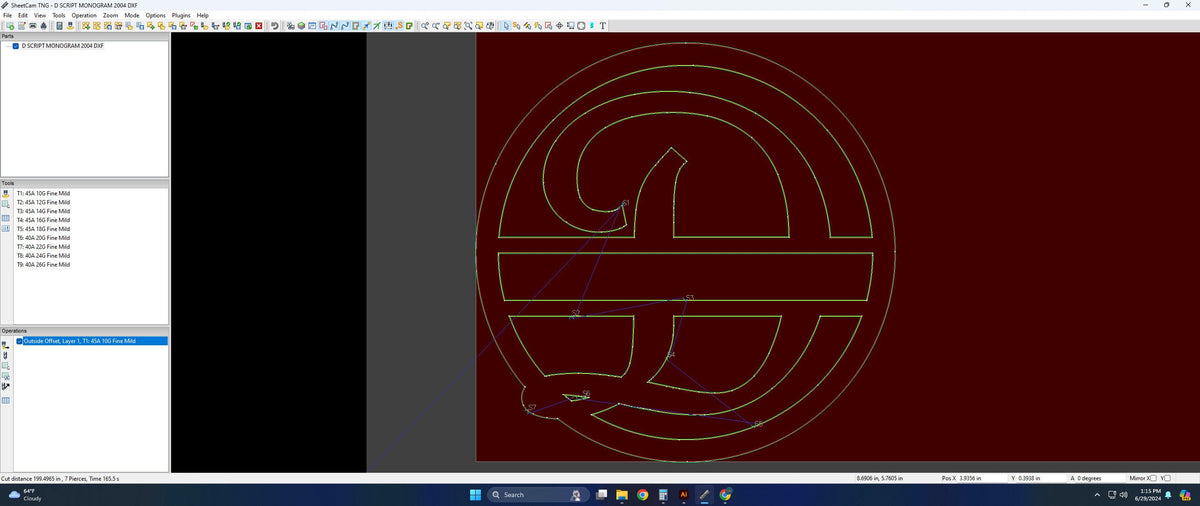 Split Letter D Script Monogram vector paths in design software (photo 5)