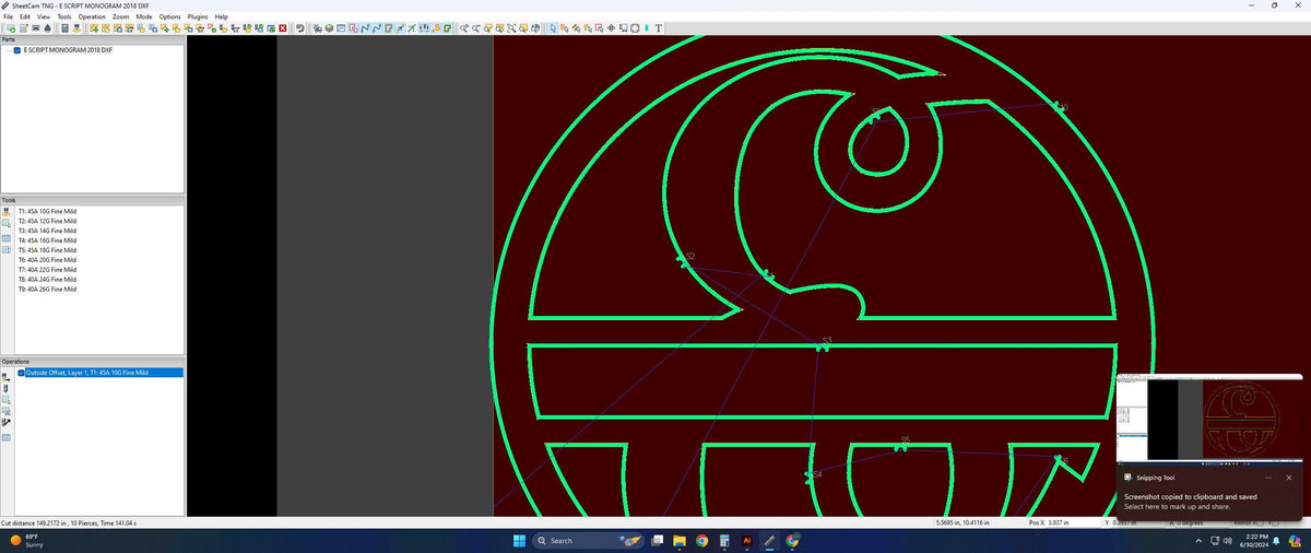 Split Letter E Script Monogram vector paths in design software (photo 6)