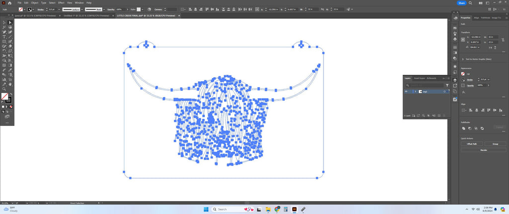 Highland Cow Rectangle Panel vector paths in design software (photo 9)