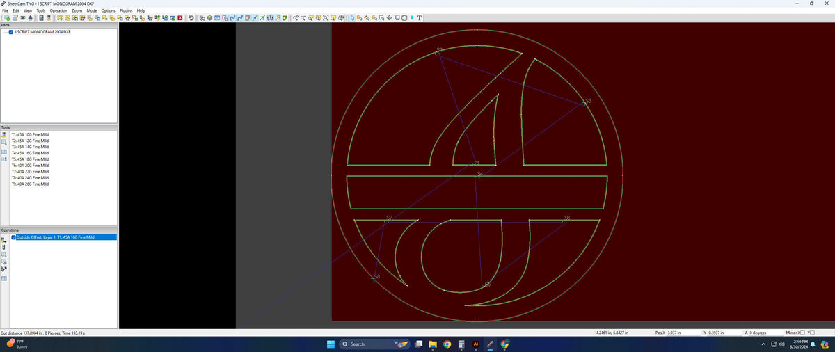 Split Letter I Script Monogram vector paths in design software (photo 4)