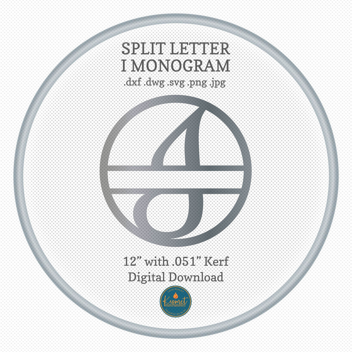Split Letter I Script Monogram DXF/SVG design preview with file details (photo 3)