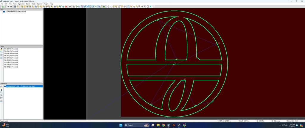 Split Letter J Script Monogram vector paths in design software (photo 4)